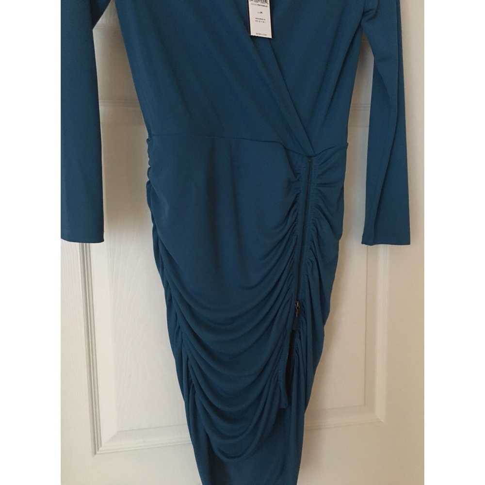 BCBGMAXAZRIA Dalton Zip Front Jersey Dress in Moroccan Blue Medium M NEW NWT - Picture 5 of 6